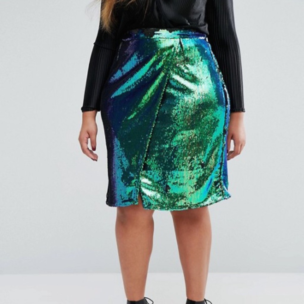 River island plus sequin wrap pencil skirt